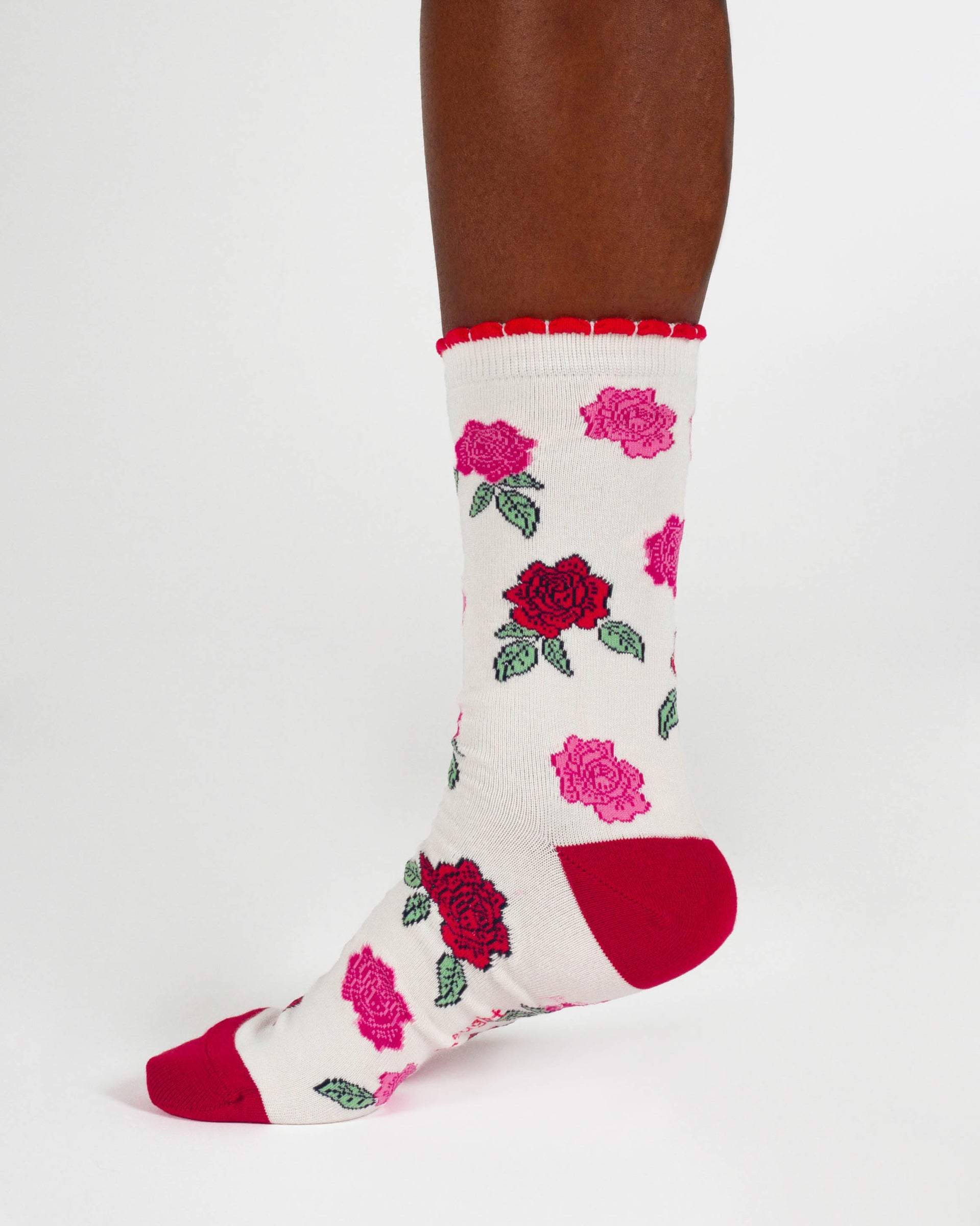 Womens June Birth Flower Sock - Rose