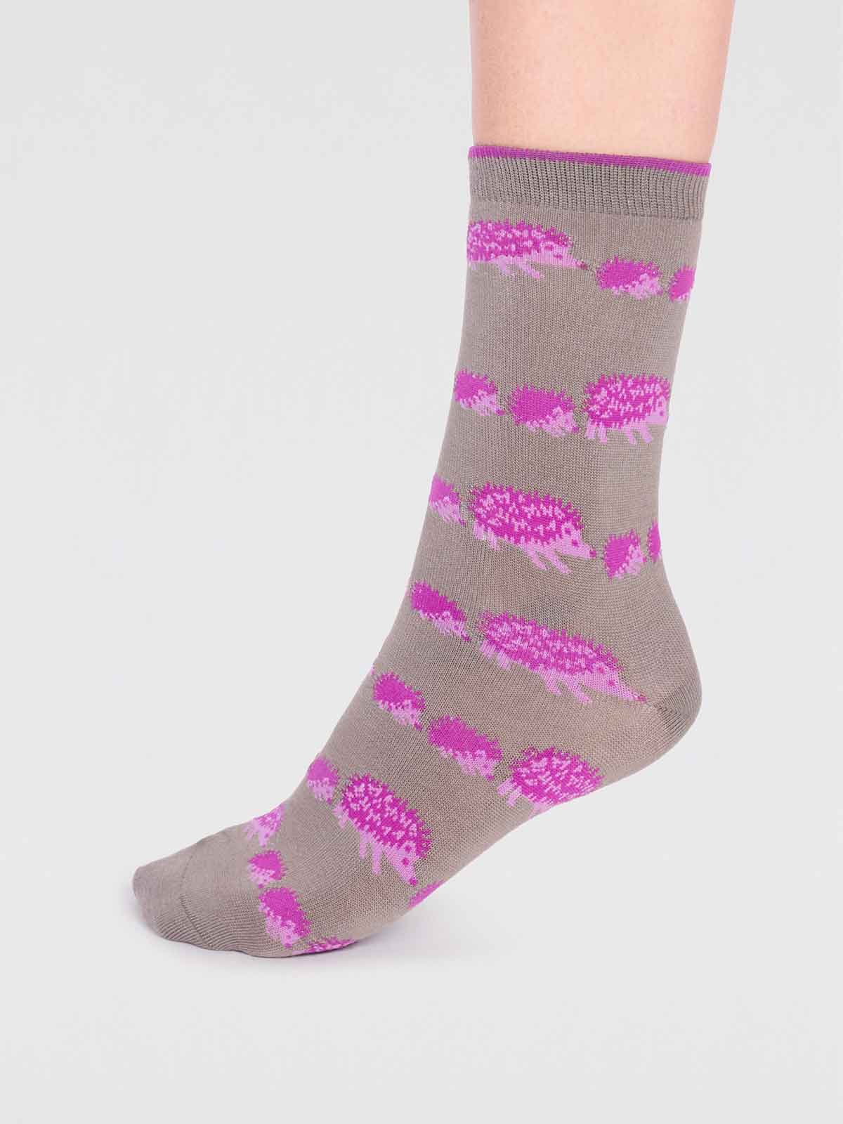 Hadley Bamboo Hedgehog Socks - Olive Green